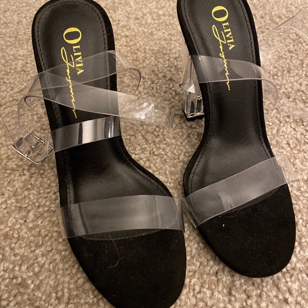 Brand new clear and black heels